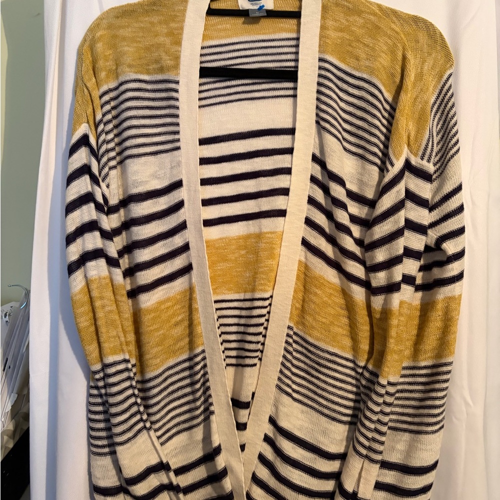 Old Navy Yellow and Black Striped Cardigan